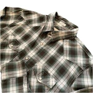 American Eagle Outfitters Vintage Fit Shirt Mens Large Western Pearl Snap Plaid